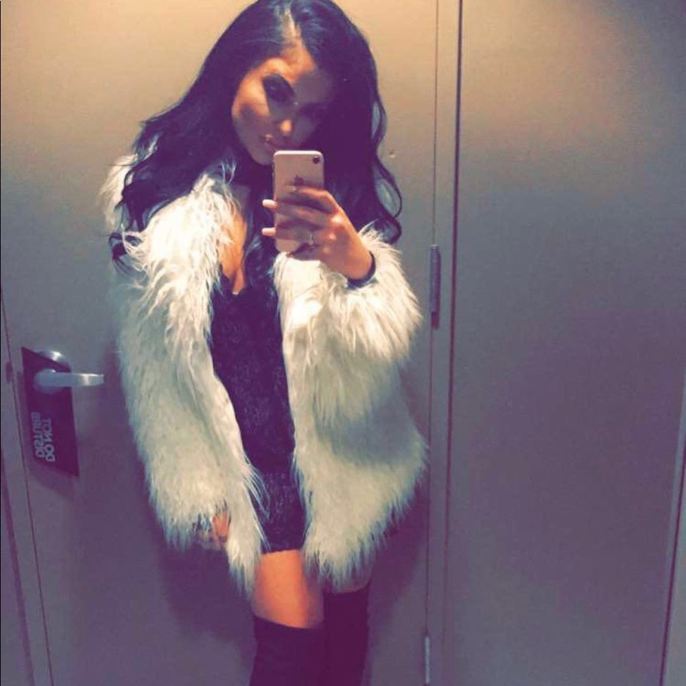 Fluffy faux fur Bebe coat